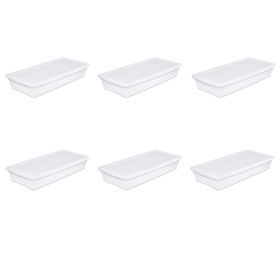 41 Qt Storage Box Clear Base White Lid Set of 6